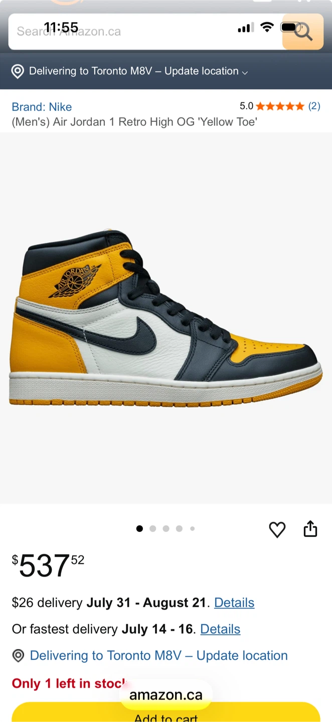 Air Jordan 1 High OG "Reverse Yellow Toe" - photo 4