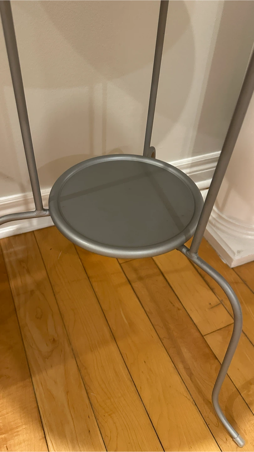 Small Grey Round Side Table with Shelf - photo 2