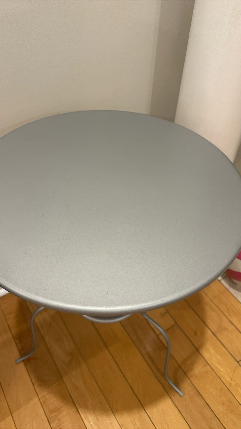 Small Grey Round Side Table with Shelf - photo 3