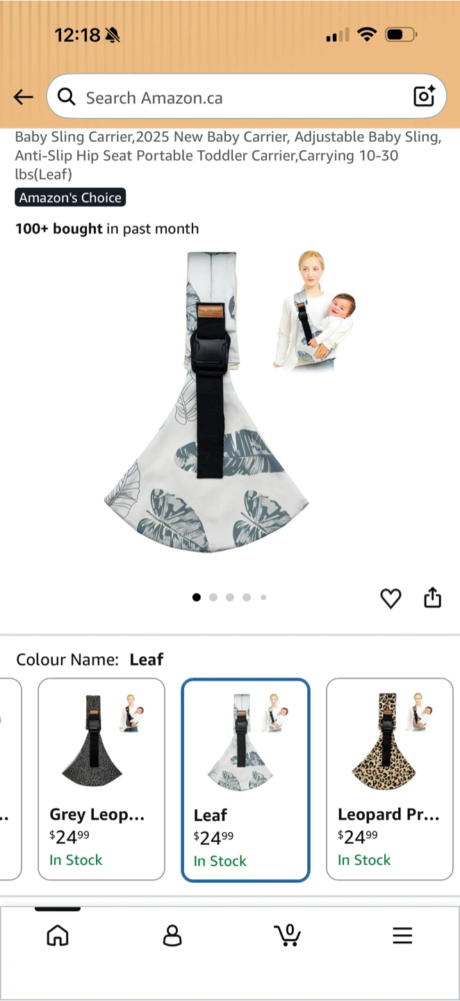 Baby Sling Carrier - Leaf Pattern