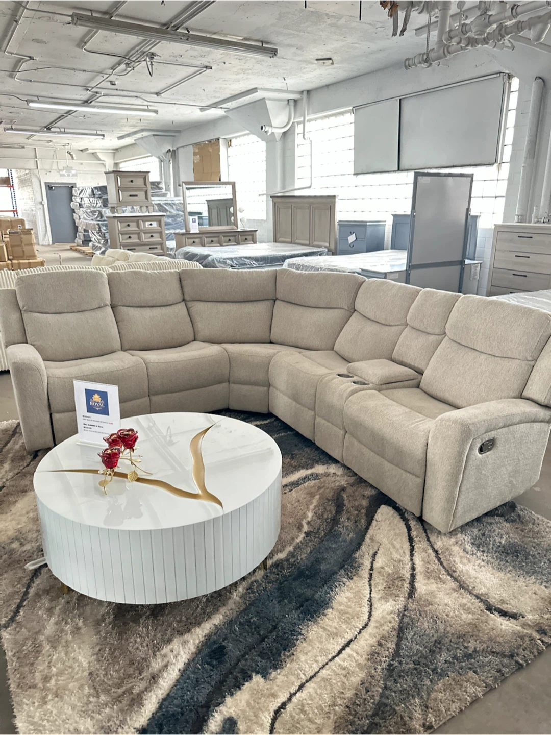 GREY manual reclining sectional