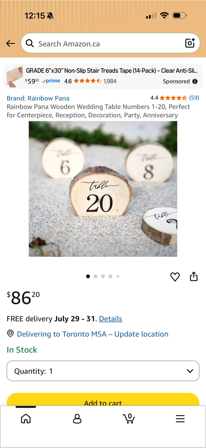 Rainbow Pana Wooden Wedding Table Numbers 1-20