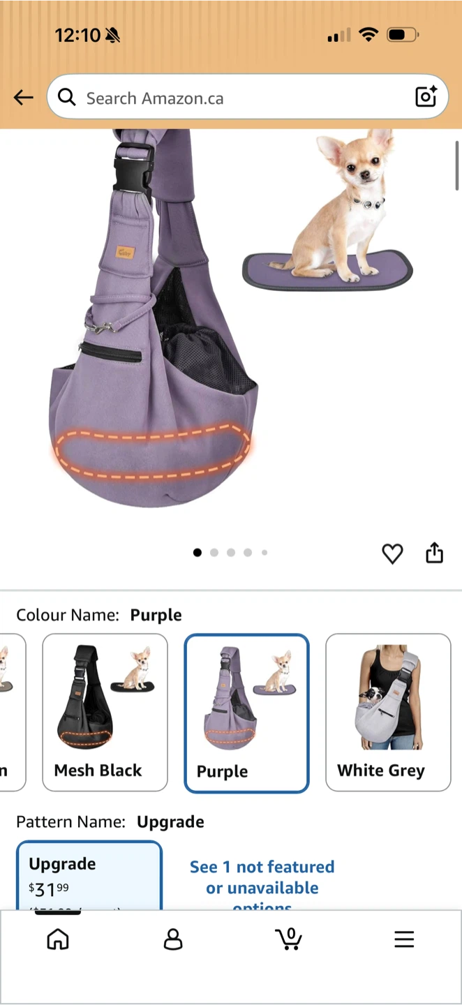 Purple Pet Sling Carrier Bag