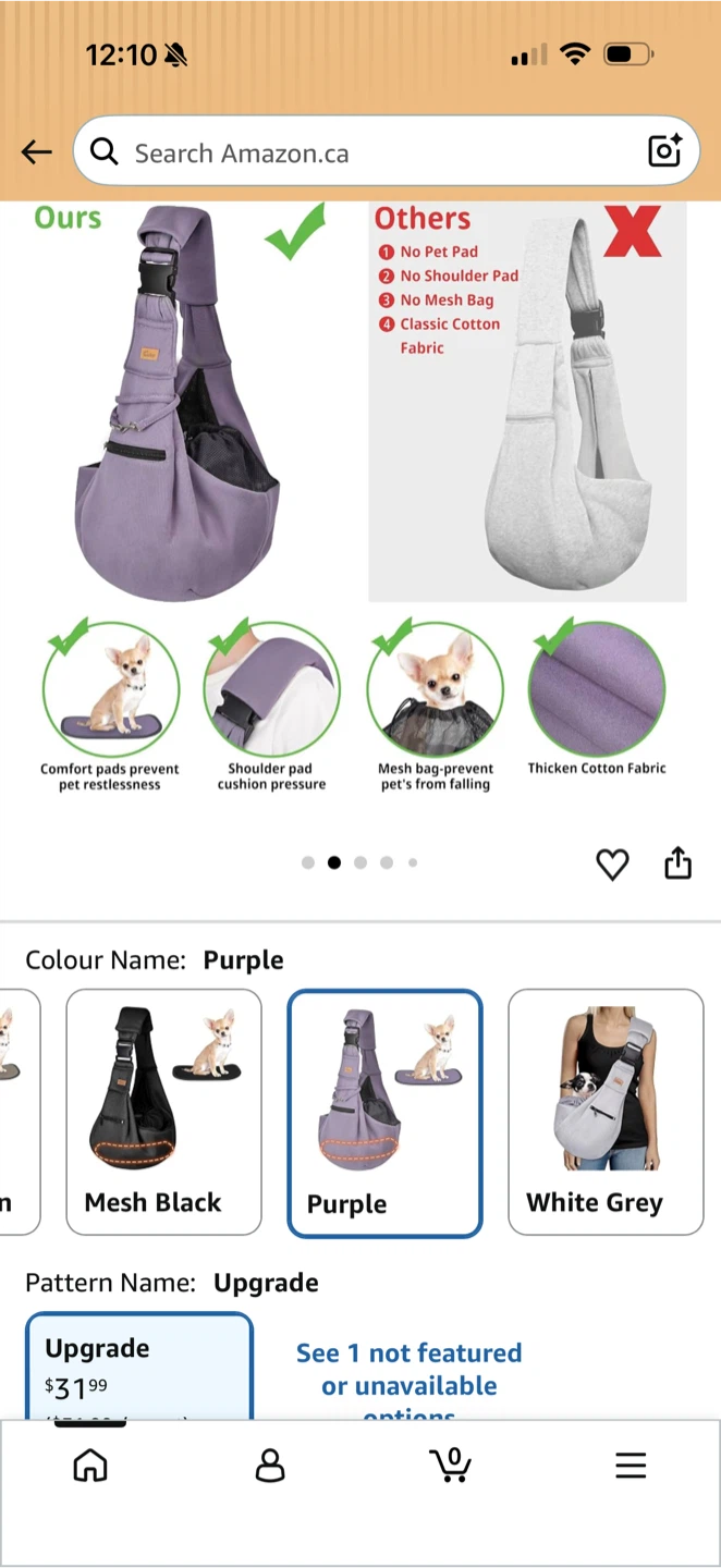 Purple Pet Sling Carrier Bag - photo 2