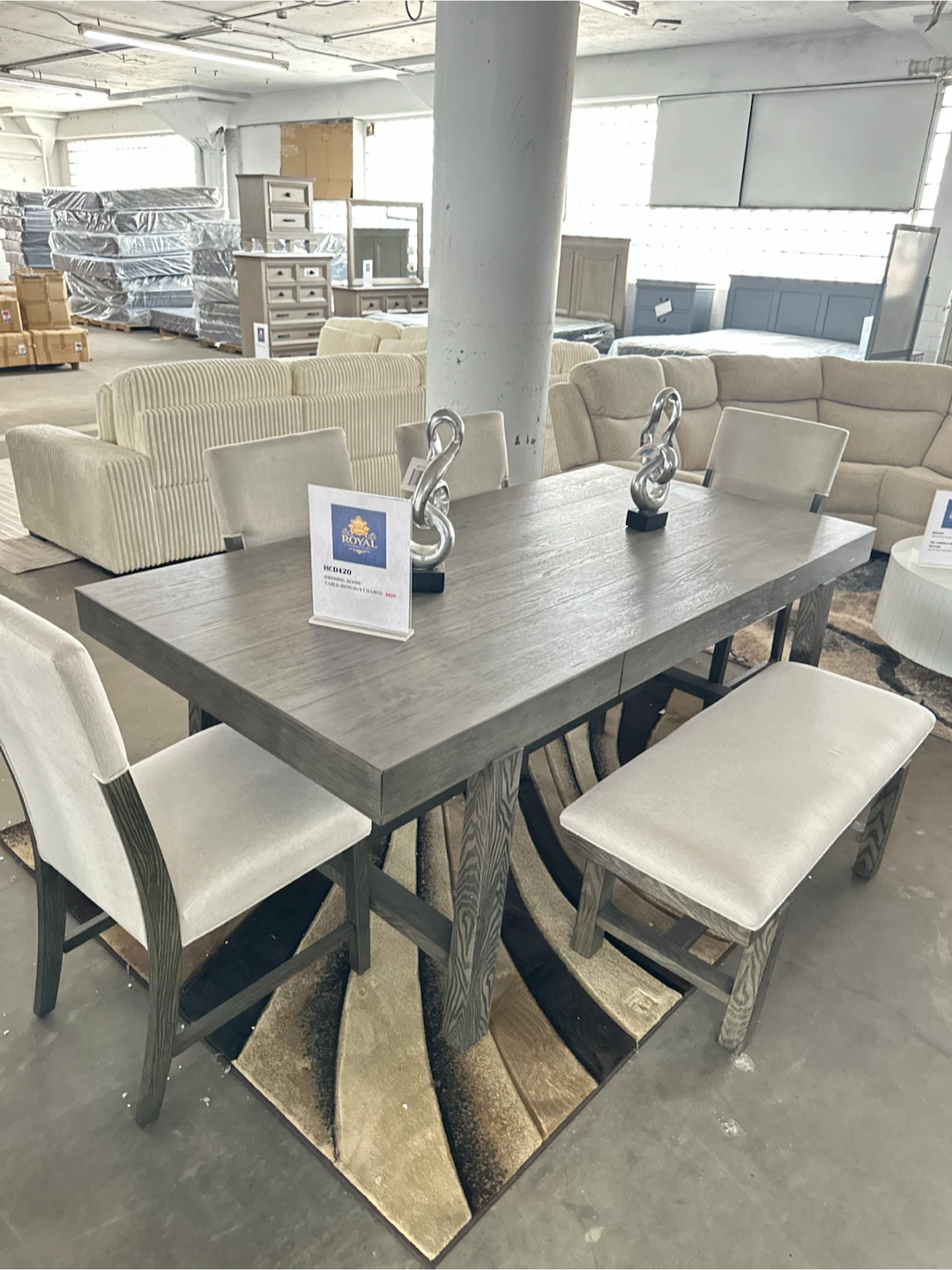 Dining table & 4 chairs & bench