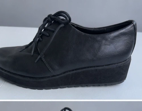 ALDO Black Leather Lace-Up Wedge Oxford Shoes - photo 2