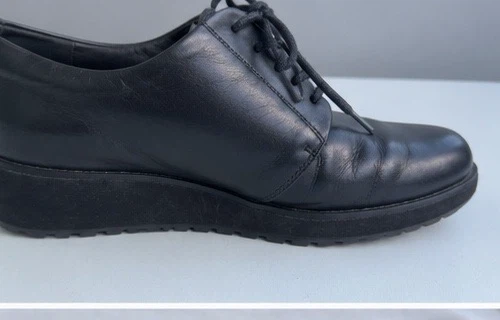 ALDO Black Leather Lace-Up Wedge Oxford Shoes - photo 4