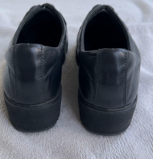 ALDO Black Leather Lace-Up Wedge Oxford Shoes - photo 5