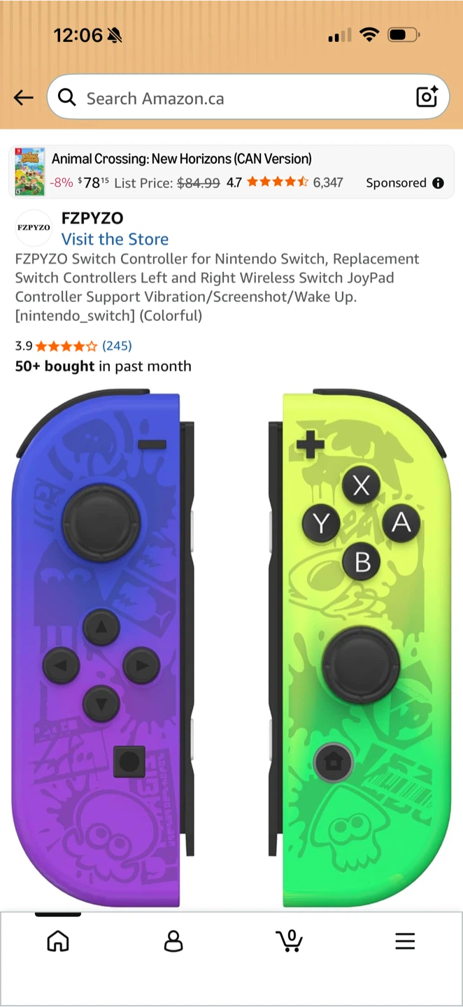 FZPYZO Switch Joy-Con Controllers (Purple/Green)