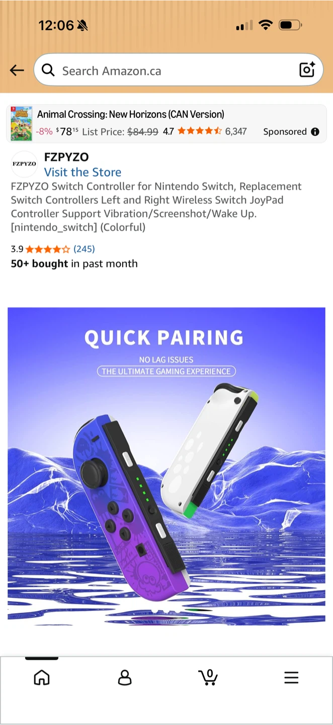 FZPYZO Switch Joy-Con Controllers (Purple/Green) - photo 2