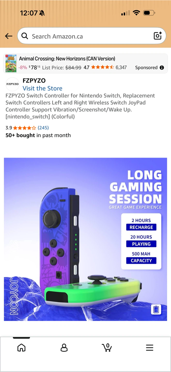 FZPYZO Switch Joy-Con Controllers (Purple/Green) - photo 5