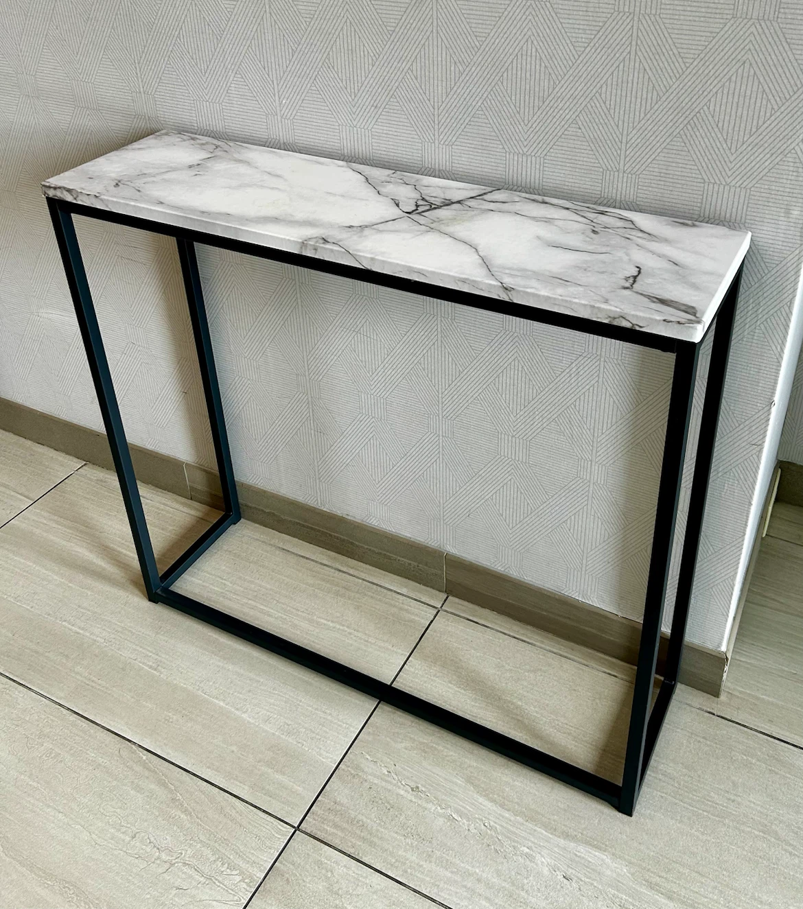 MOVING SALE Faux Marble Thin Console Table