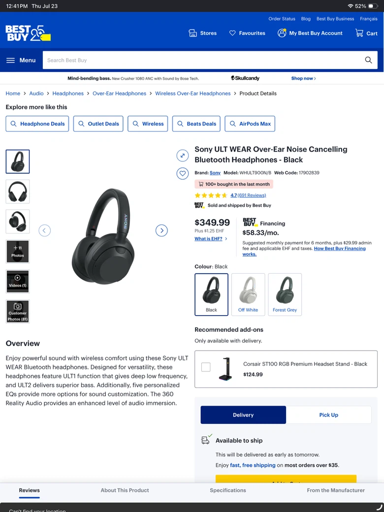 Sony ULT WEAR Noise Cancelling Headphones - photo 2