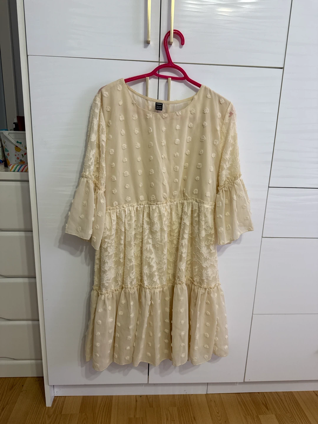 Shein Cream Lace Tiered Dress