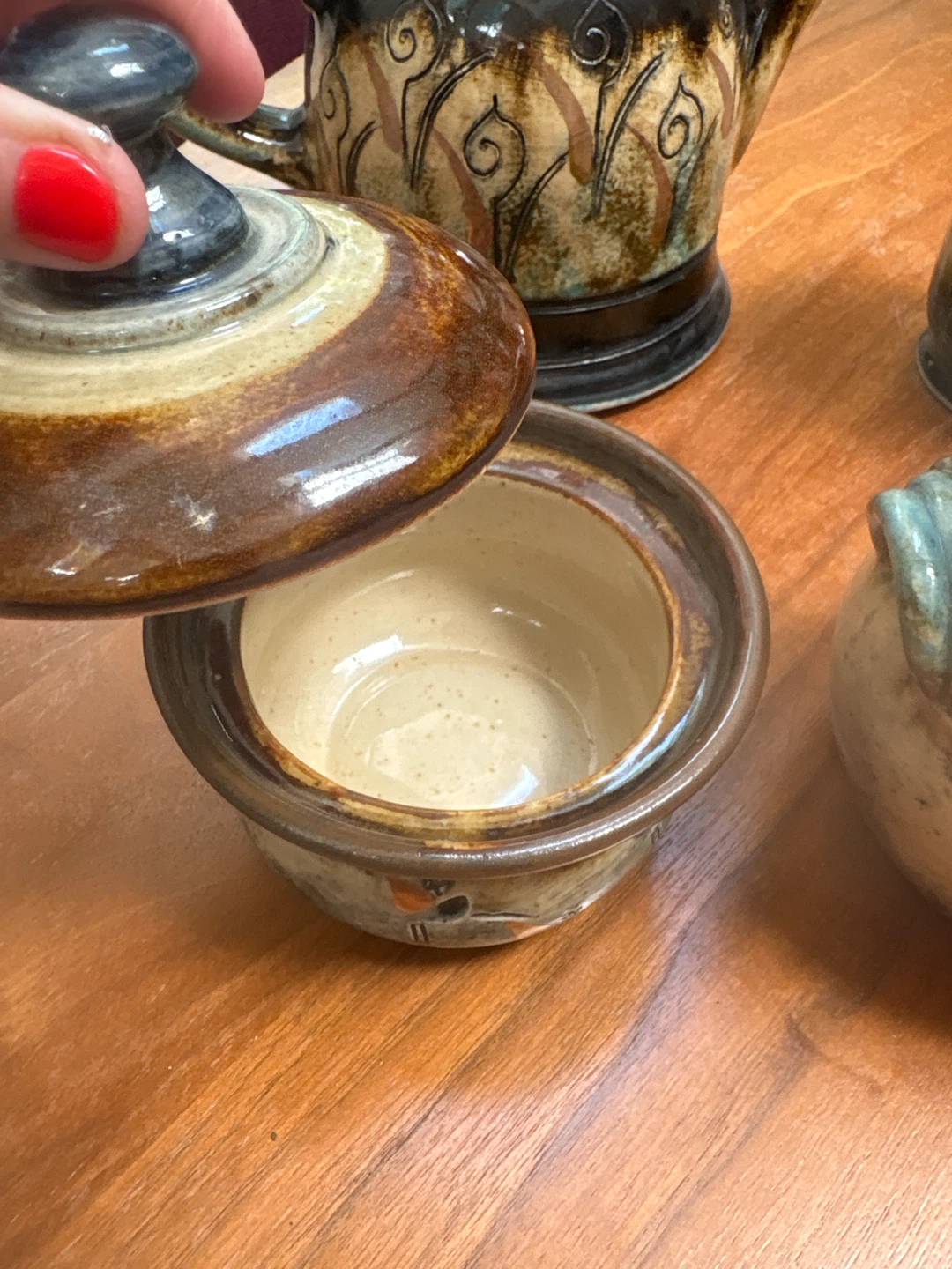 Hand-Painted Ceramic Teapot and Lidded Pot Set - photo 3