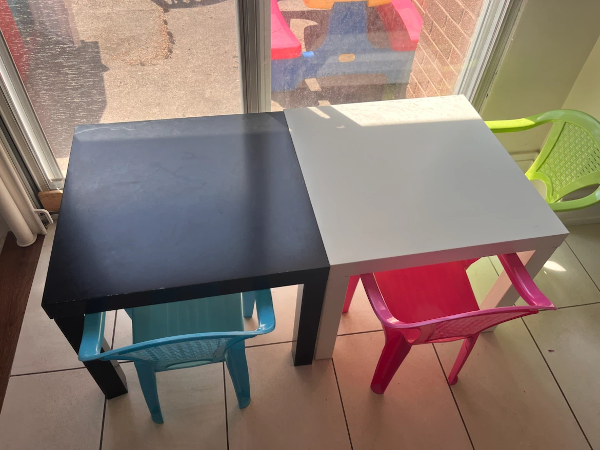 IKEA LACK Kids Tables and Plastic Chairs Set