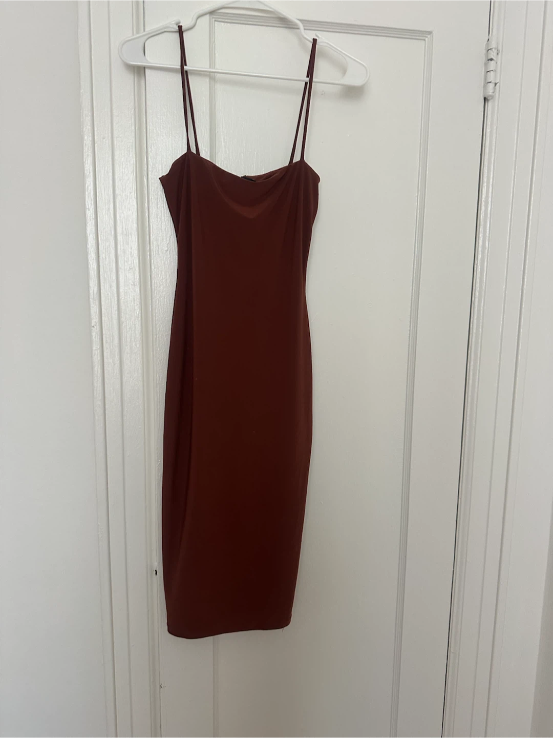 Brown Spaghetti Strap Bodycon Dress
