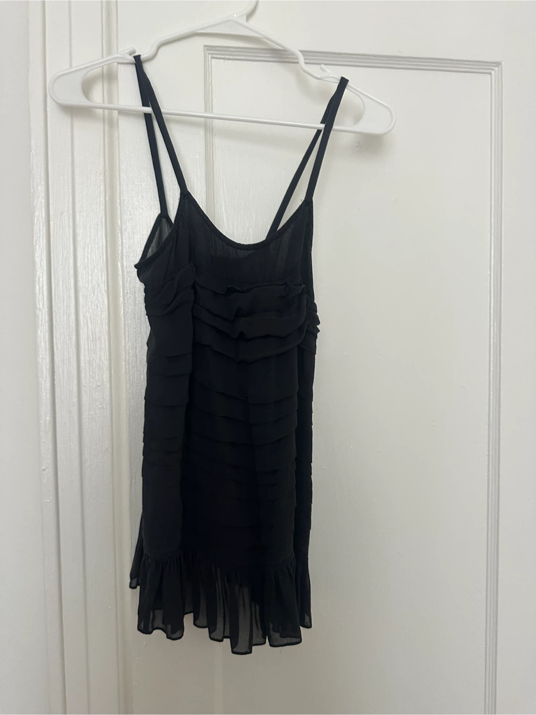 Vera Wang Silk Black Ruffle Camisole Top