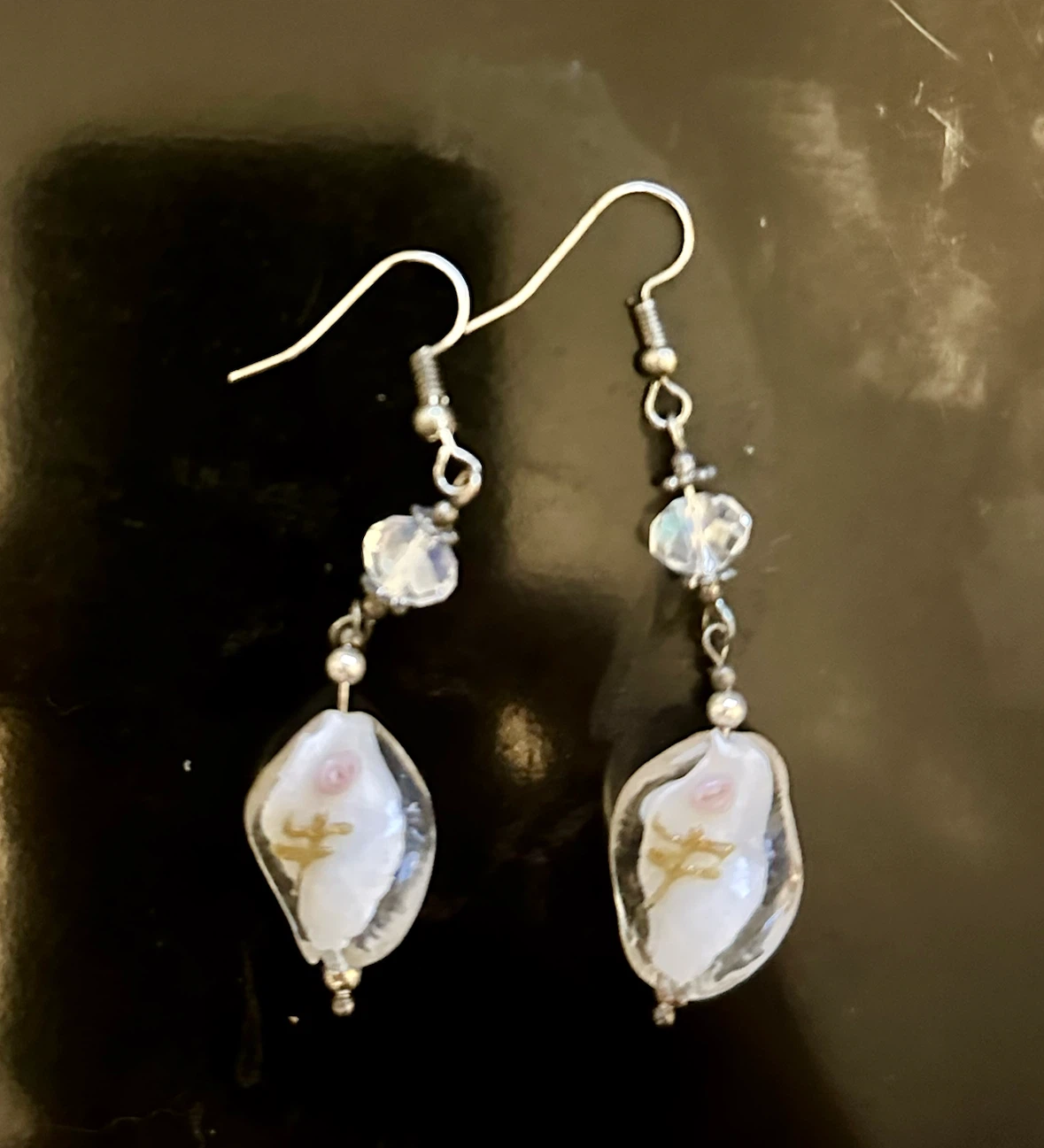 Handmade Glass Bead Dangle Earrings