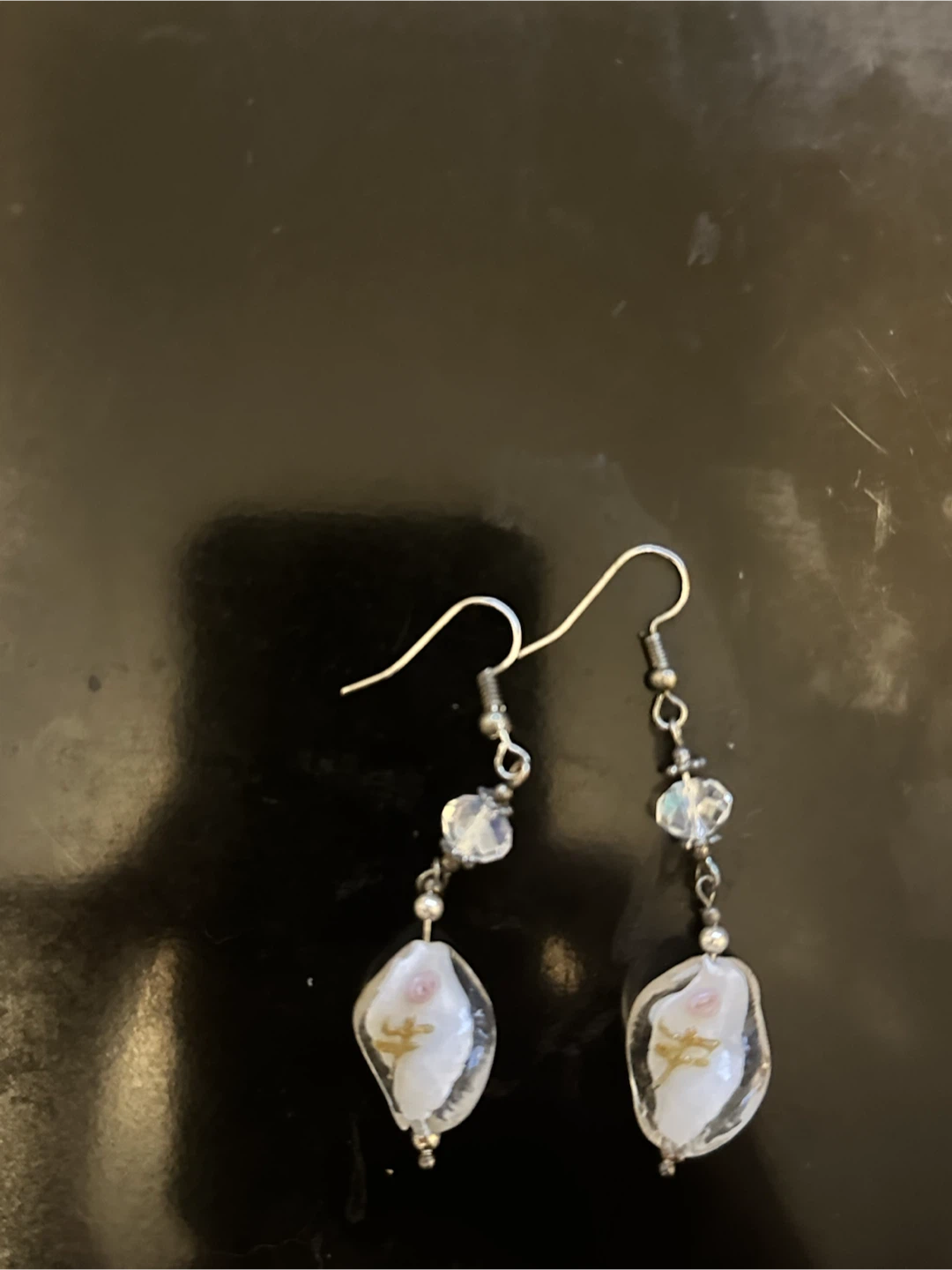 Handmade Glass Bead Dangle Earrings - photo 2