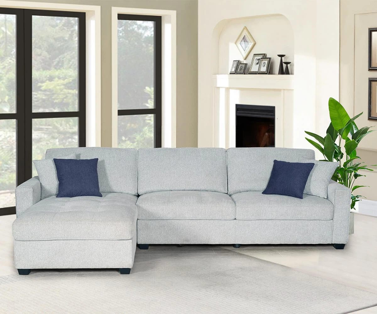 Light Grey Sectional Sofa with Chaise