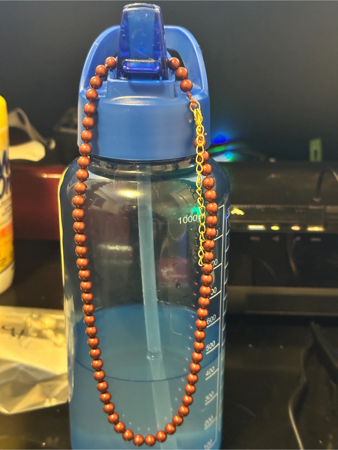 Beaded Necklace with Gold Chain Accent