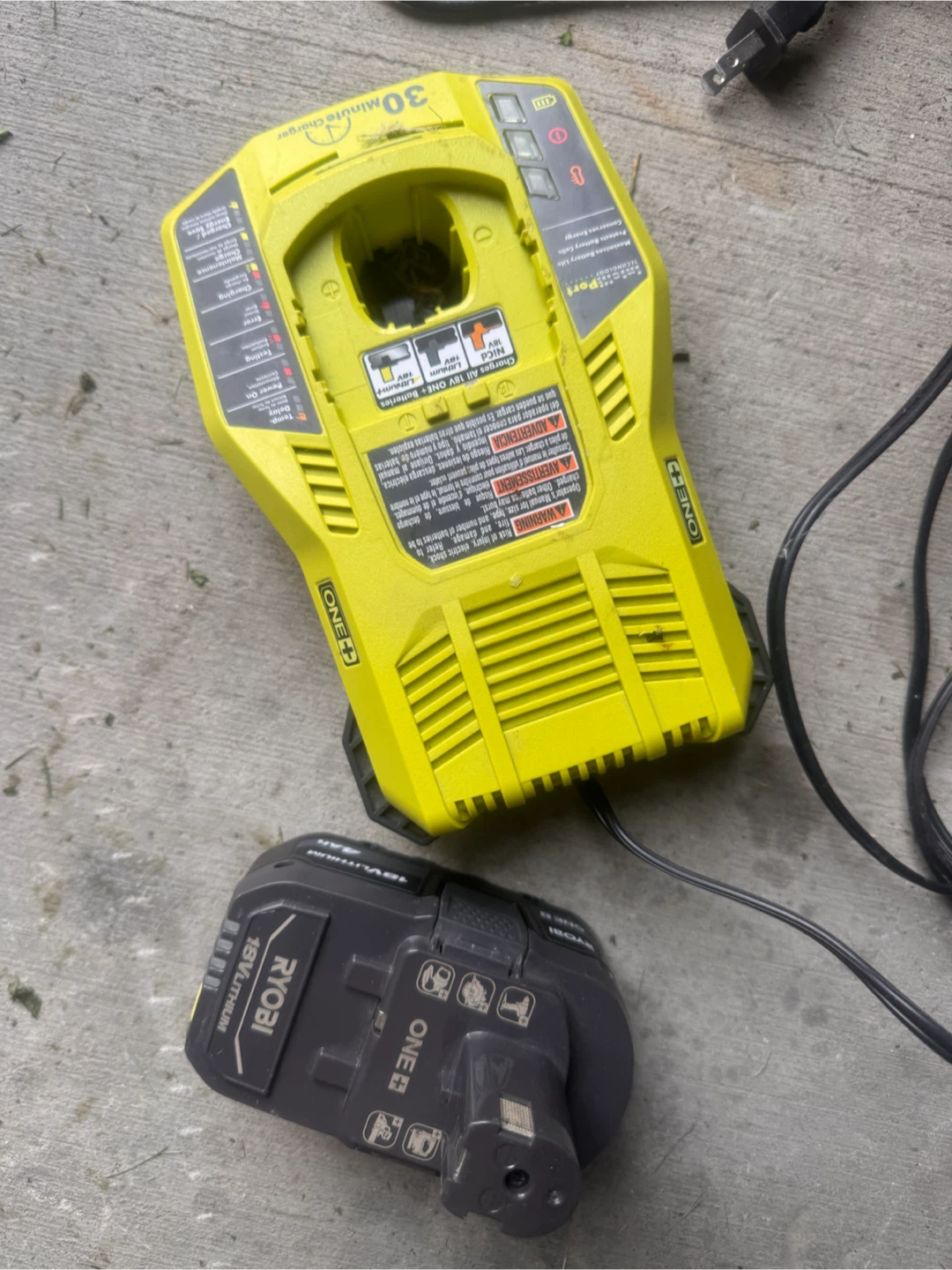 Ryobi ONE+ 18V Lithium-Ion Battery and 30-Minute Charger