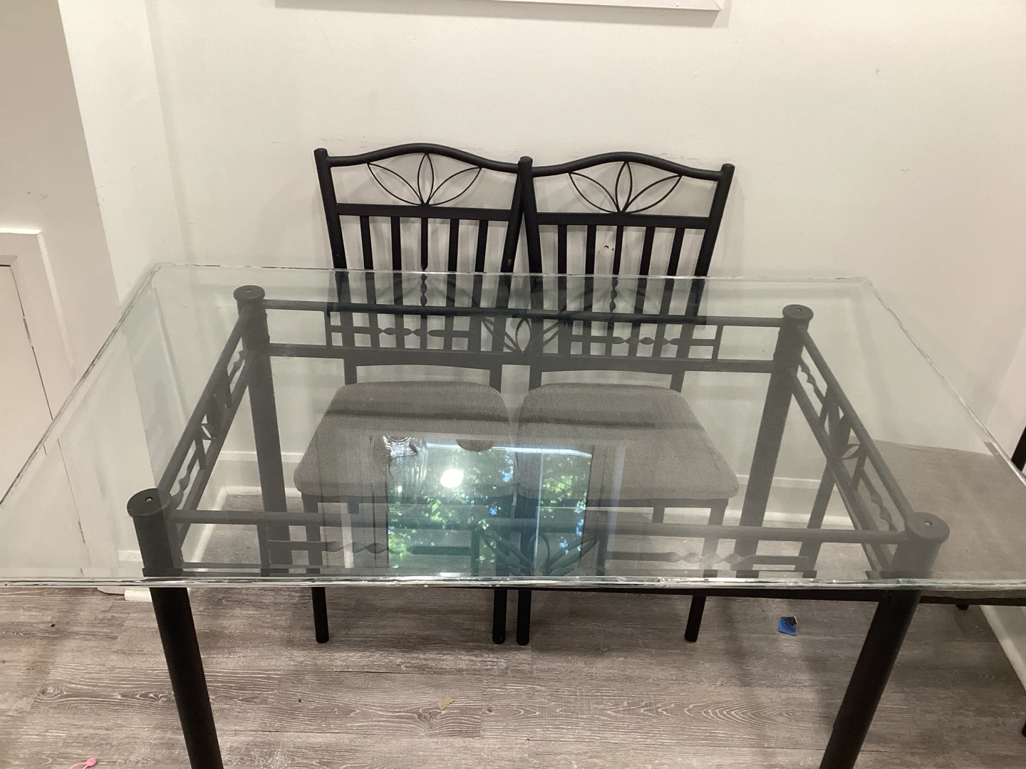 Glass Top Dining Table with Metal Frame