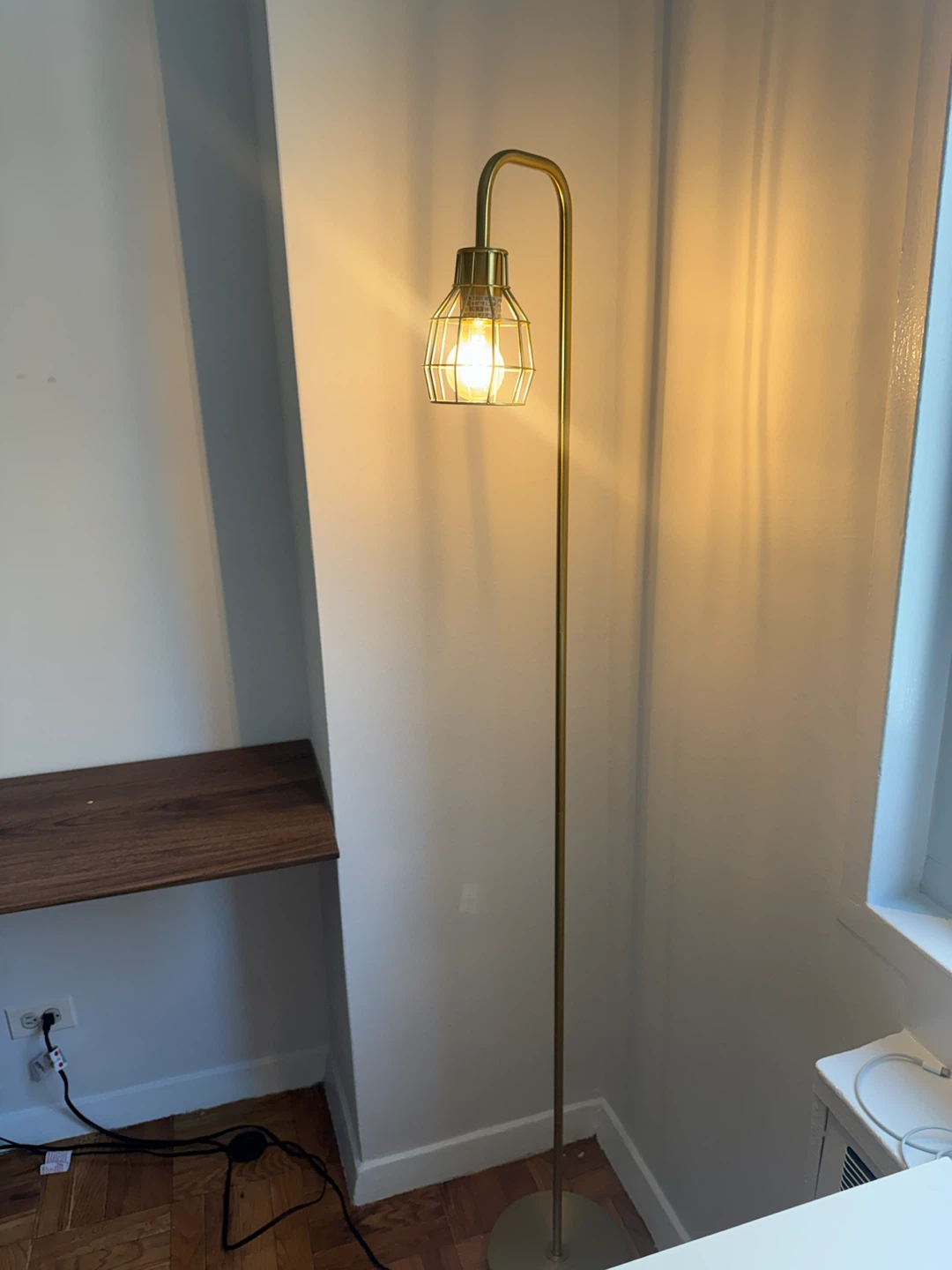 Gold Floor Lamp with Cage Shade