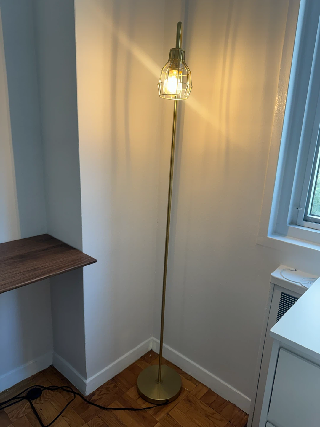 Gold Floor Lamp with Cage Shade - photo 2