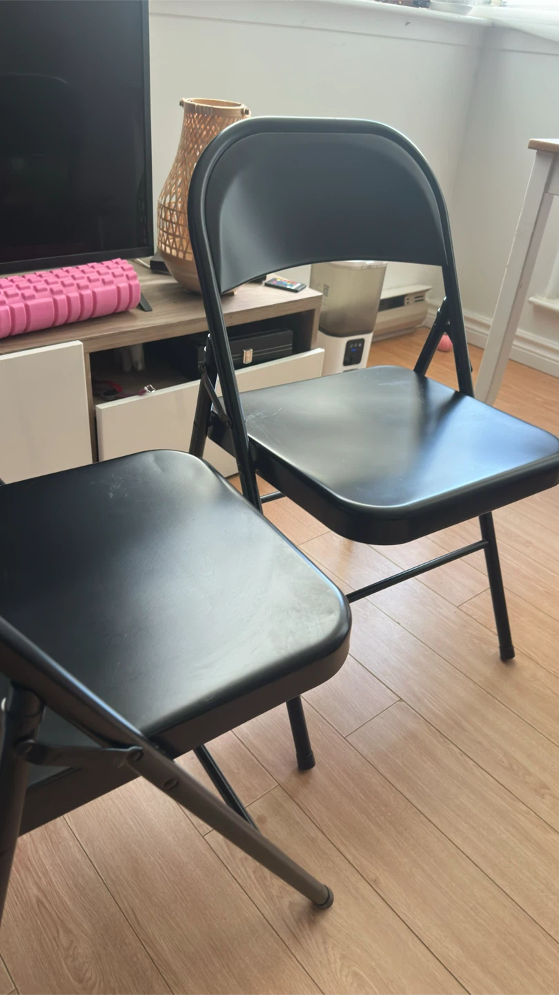 Black Folding Chairs (Set of 3) - photo 2