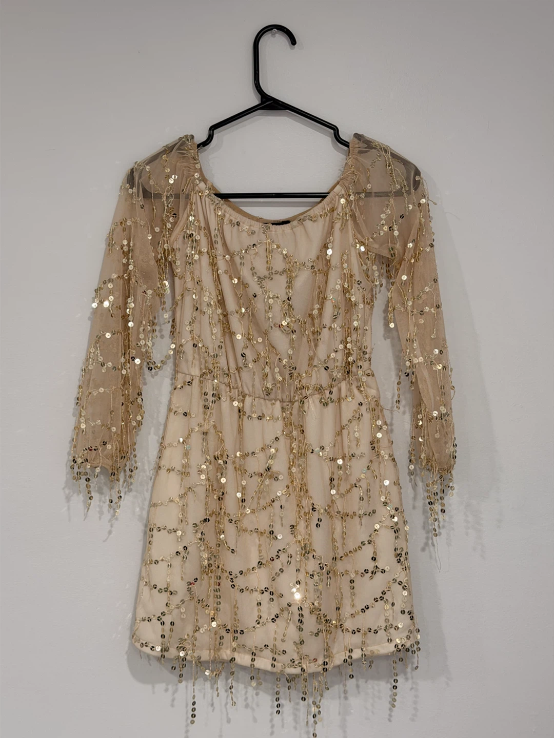 Gold Sequin Tassel Dress