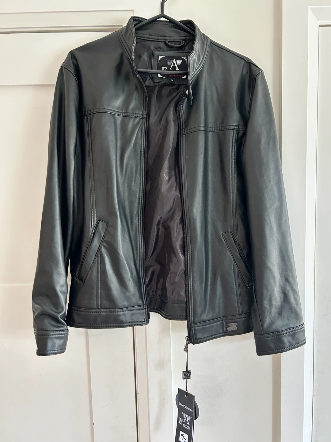 Emporio Collezione Black Faux Leather Jacket - Size M