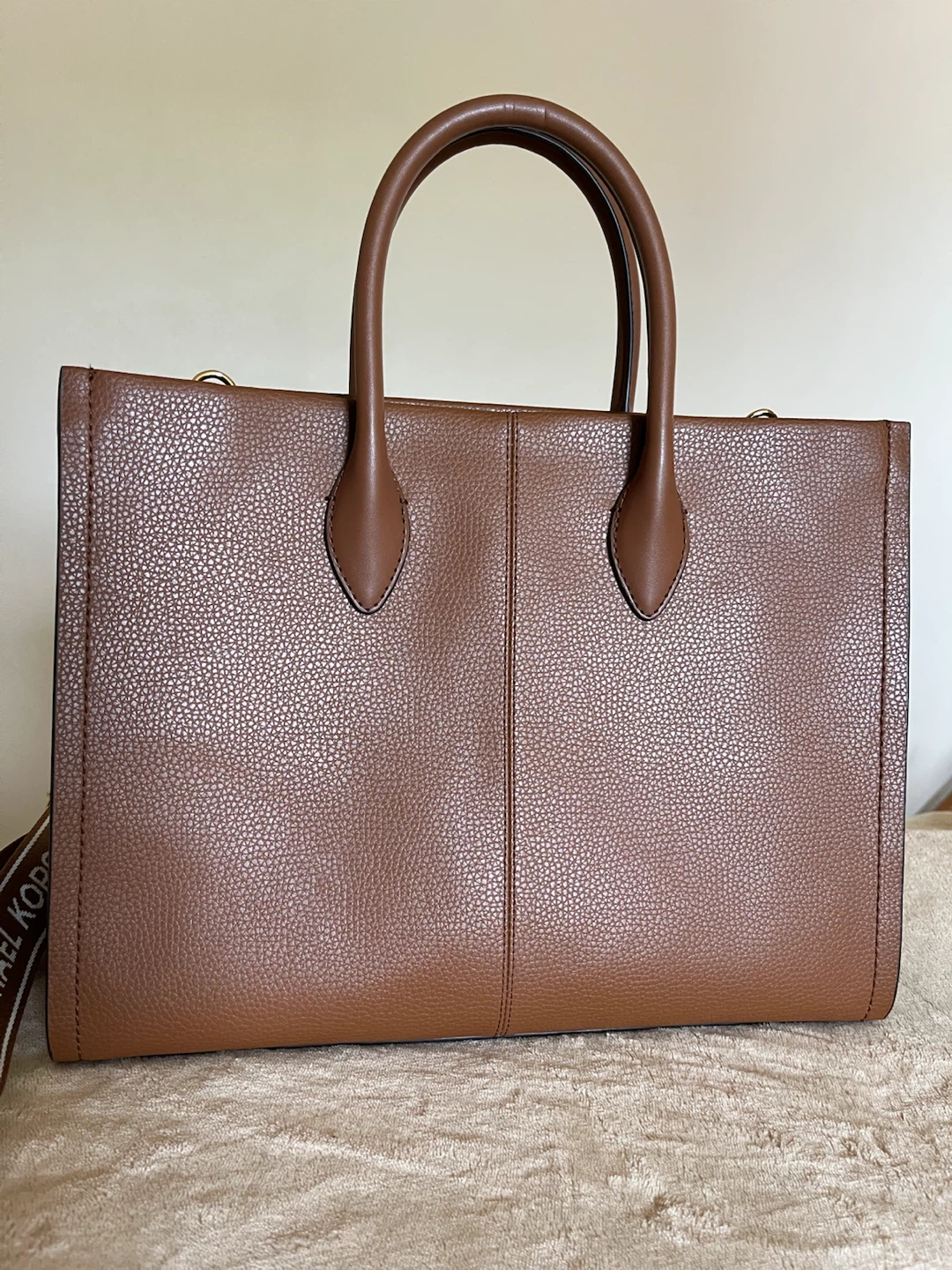 Michael Kors Brown Leather Tote Bag with Logo Strap - photo 2