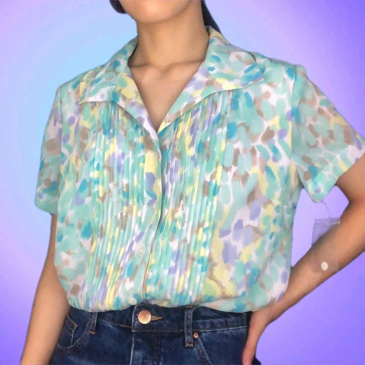 Retro Style Button-Up T-Shirt