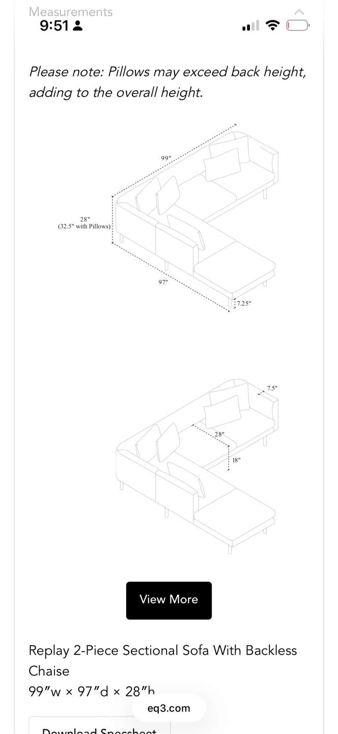 EQ3 Replay 2-Piece Sectional Sofa - photo 3