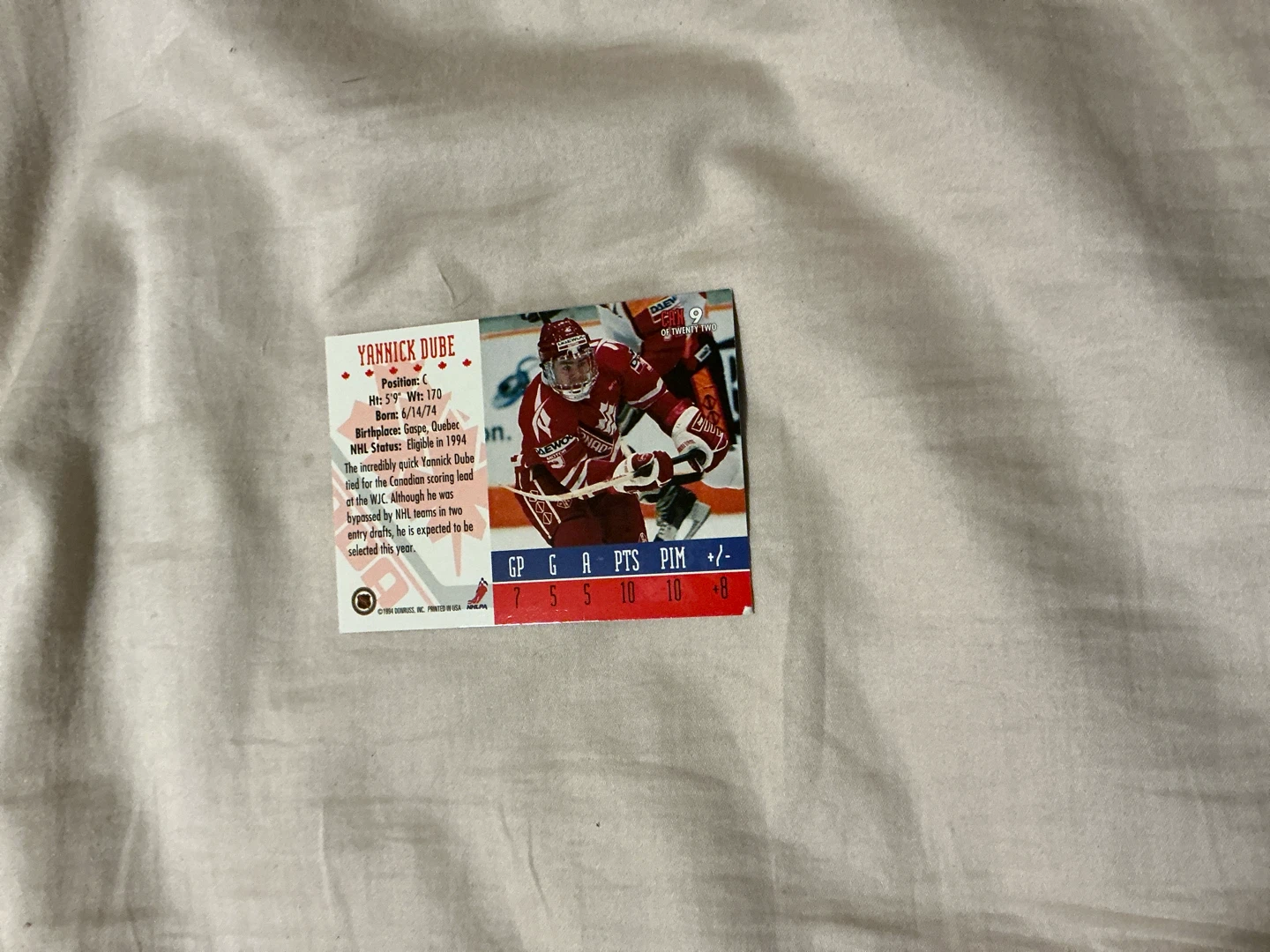 Yannick Dube 1994 World Junior Championship Hockey Card - photo 2