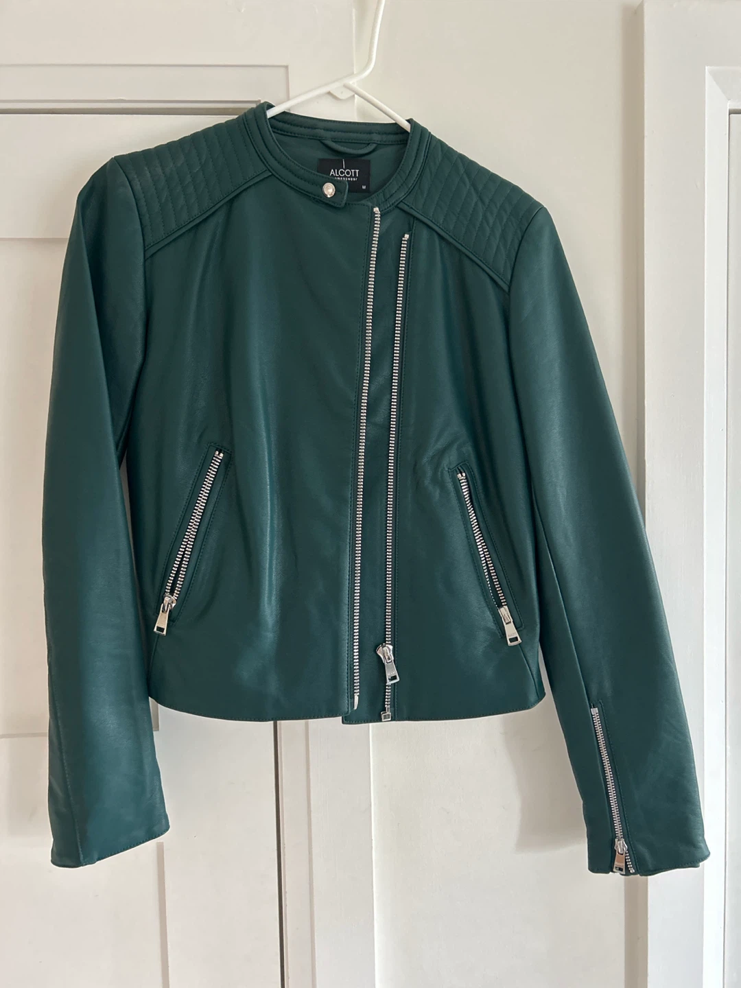 Alcott Women's Green Faux Leather Moto Jacket