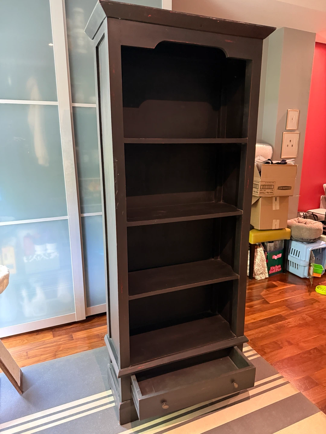 Dark Brown Bookshelf with Drawer - photo 2