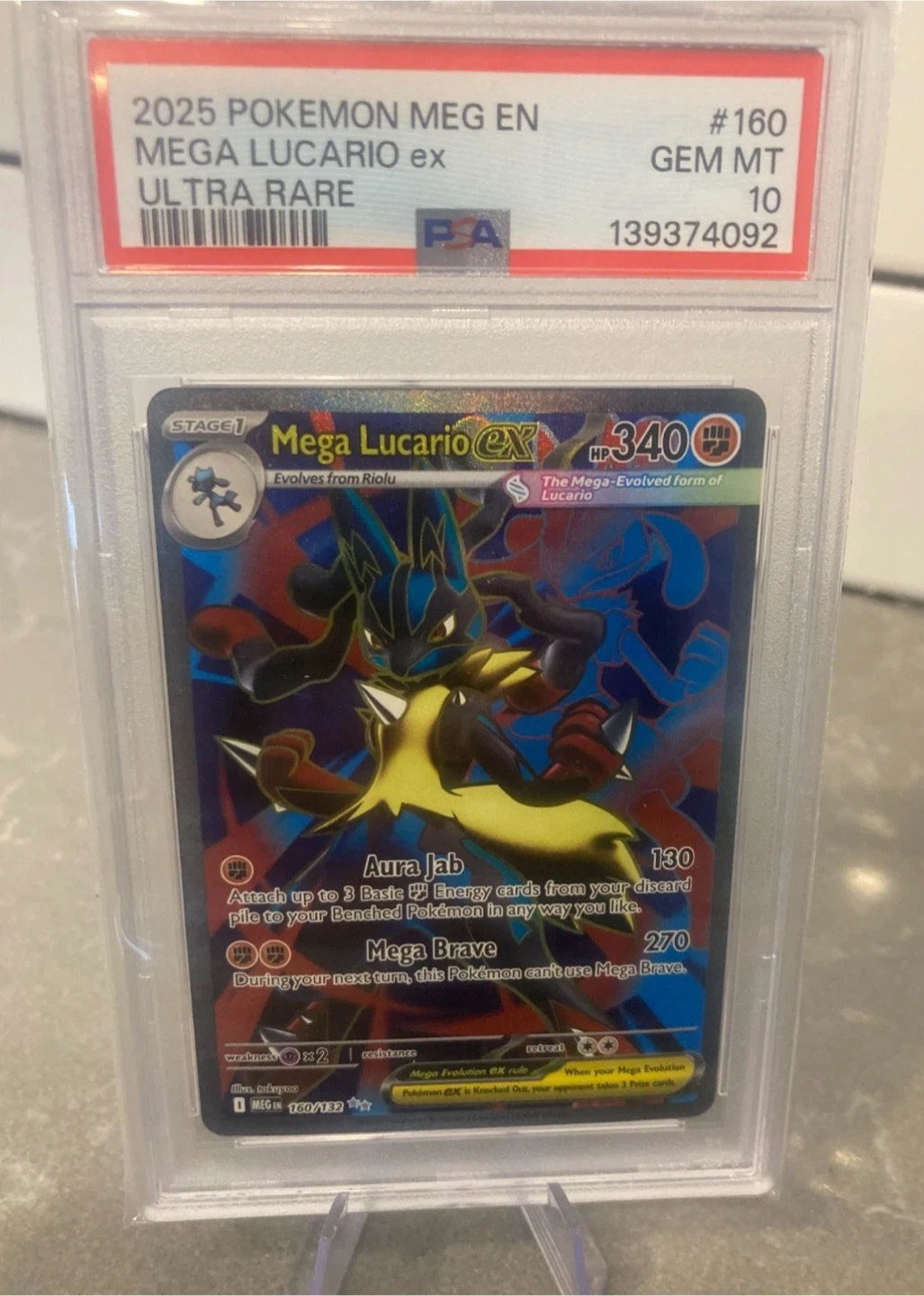 Mega Lucario EX  Card 160/132 PSA 10 - photo 2