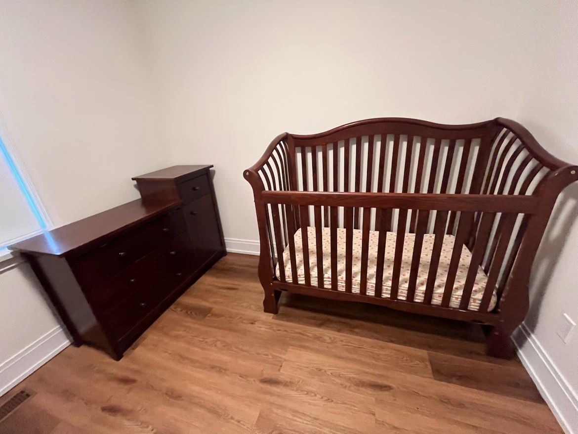 Wooden Crib and Baby Dresser Set with Changing Station