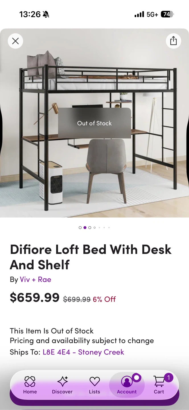 Viv + Rae Loft Bed With Desk And Shelf