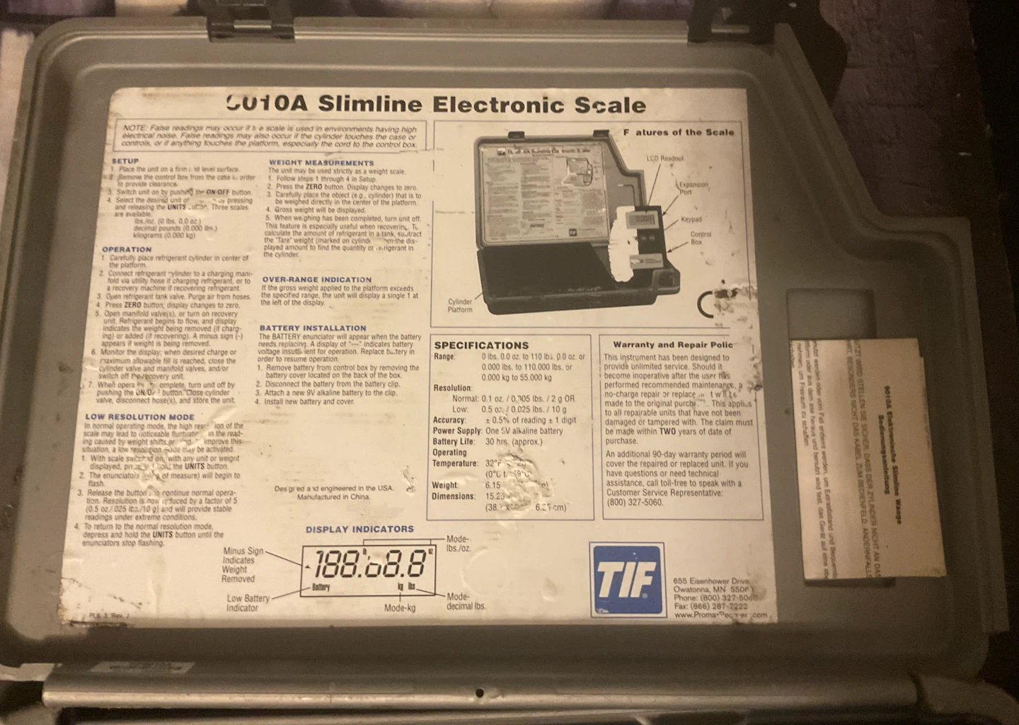 TIF 9010A Electronic Refrigerant Scale - photo 3