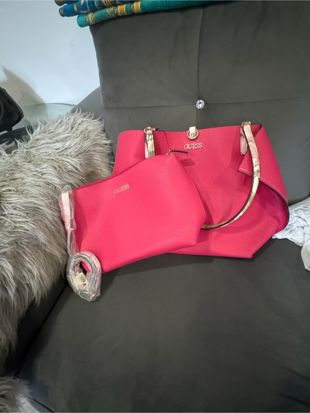 Guess Pink Tote Bag with Pouch
