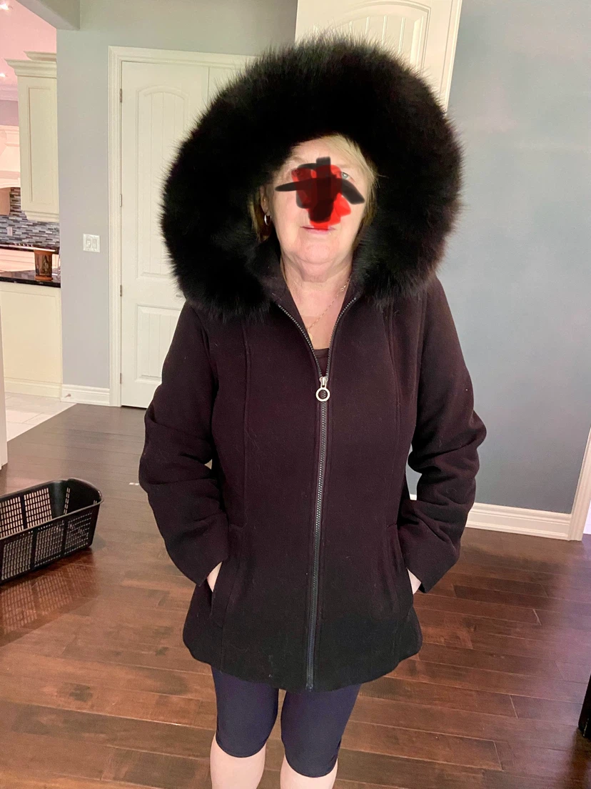 Anne Klein Black Coat with Fur Hood