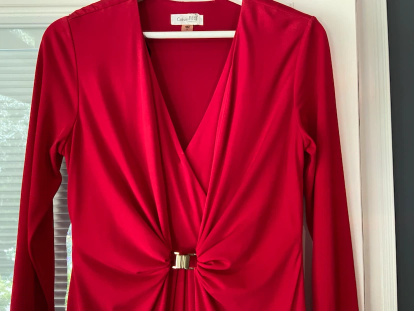 Calvin Klein Red V-Neck Maxi Dress Size 6 - photo 3