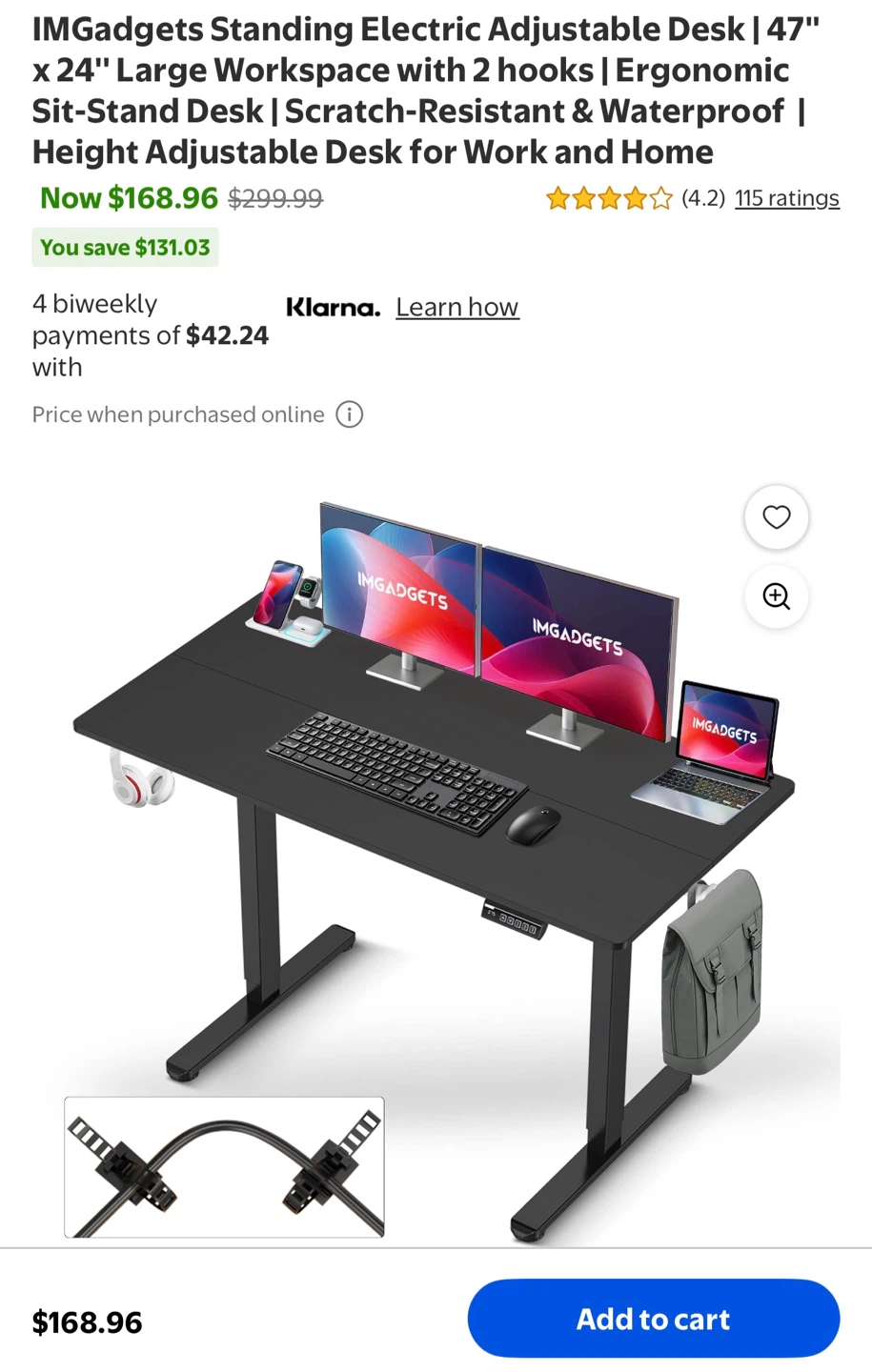 IMGadgets Standing Electric Adjustable Desk 47" x 24"