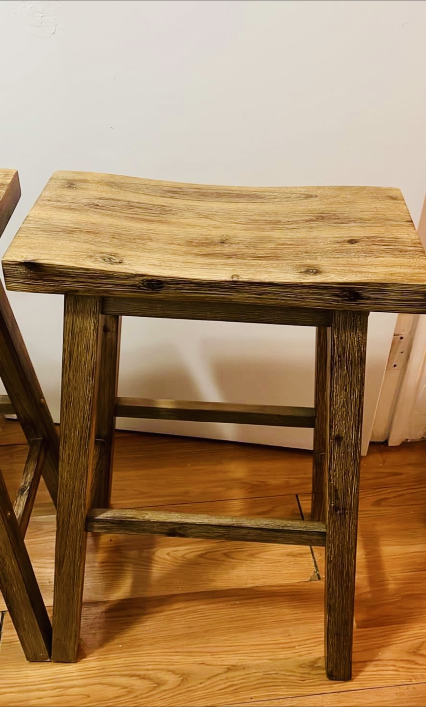 Rustic Wooden Bar Stools (Set of 2)