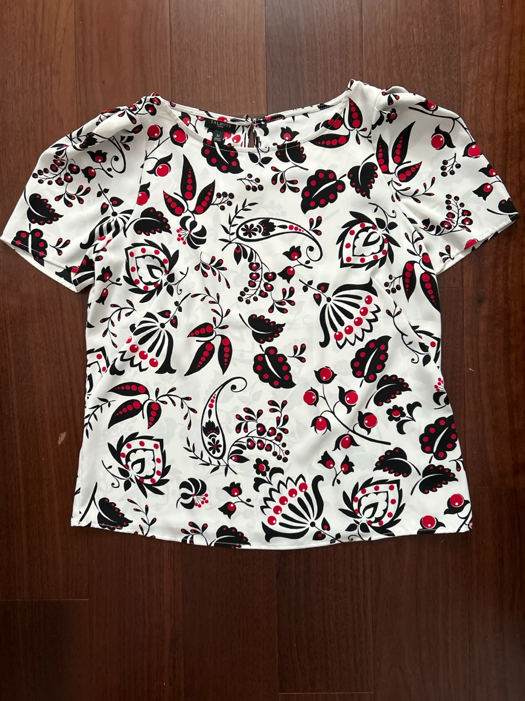 Talbots Petite Short Sleeve Floral Blouse