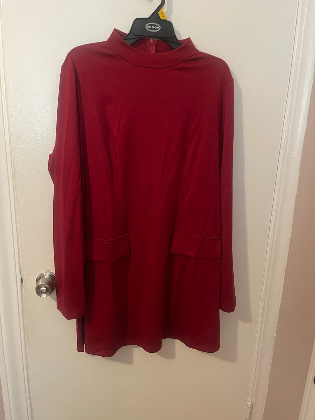 Scoop Women's Red Long Sleeve Mock Neck Dress - photo 2